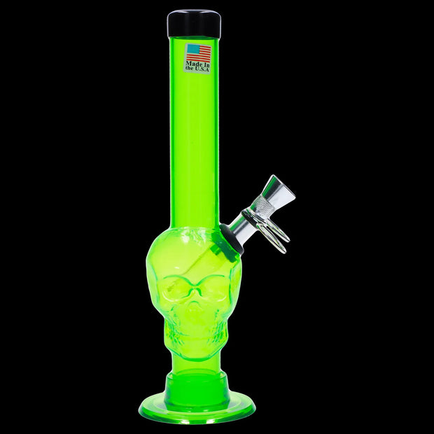 JM Plastics Skull Base with Pull Slide Acrylic Water Pipe - 8 in.