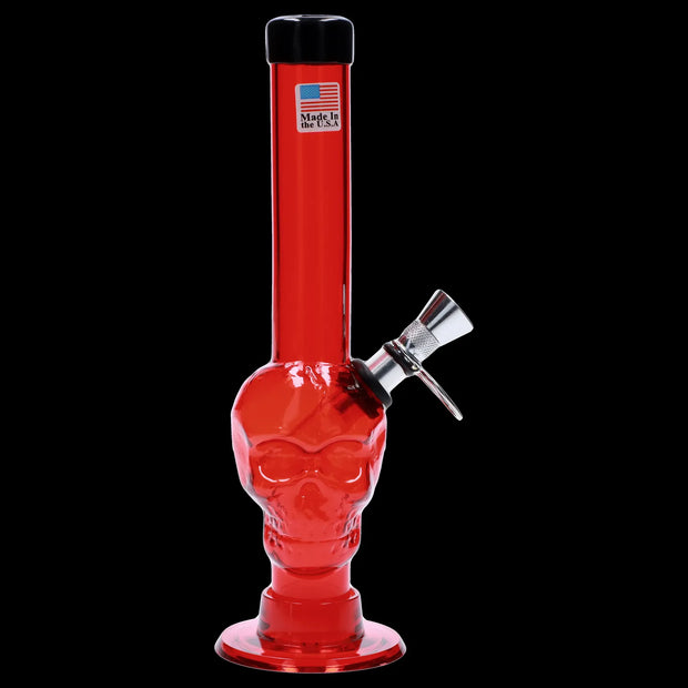 JM Plastics Skull Base with Pull Slide Acrylic Water Pipe - 8 in.
