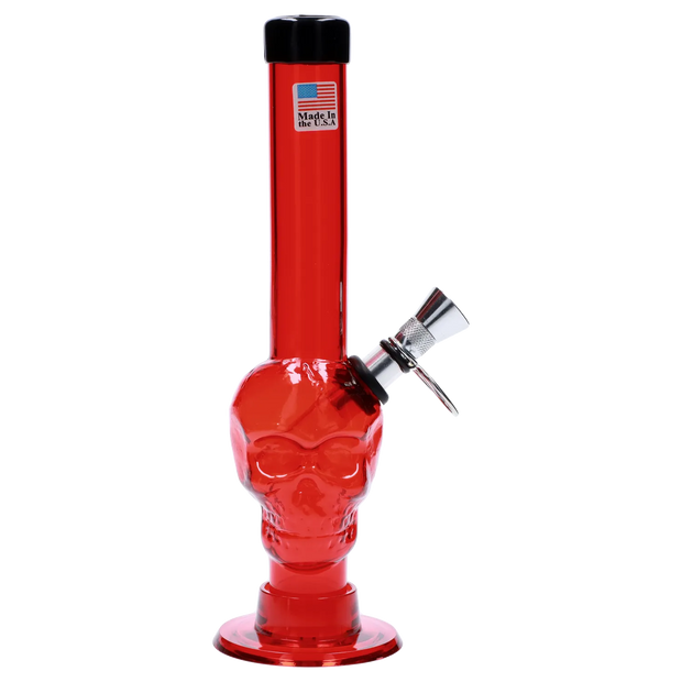 JM Plastics Skull Base with Pull Slide Acrylic Water Pipe - 8 in.