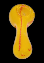 Valiant Frit Glass with Rasta Line Spoon Pipe - 4.5 in.
