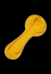 Valiant Frit Glass with Rasta Line Spoon Pipe - 4.5 in.