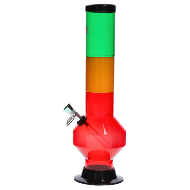 JM Plastics Rasta Geometric with Pull Slide Acrylic Water Pipe