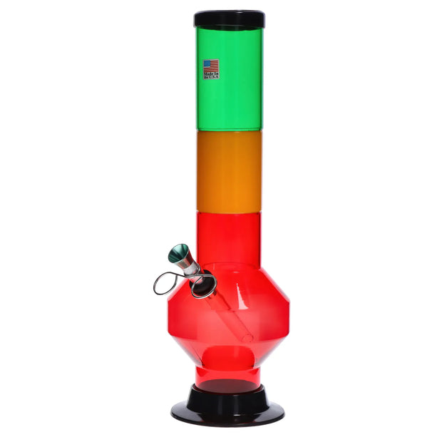 JM Plastics Rasta Geometric with Pull Slide Acrylic Water Pipe
