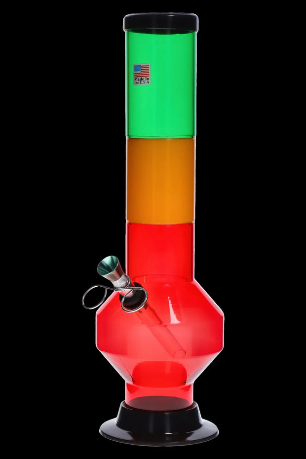 JM Plastics Rasta Geometric with Pull Slide Acrylic Water Pipe