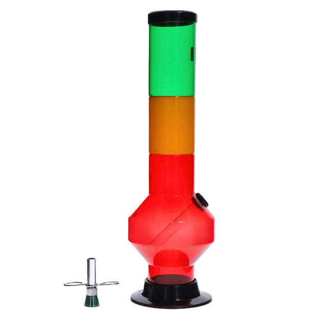 JM Plastics Rasta Geometric with Pull Slide Acrylic Water Pipe