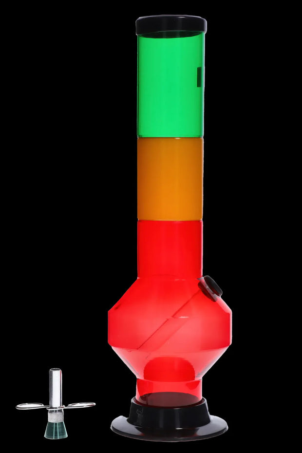 JM Plastics Rasta Geometric with Pull Slide Acrylic Water Pipe