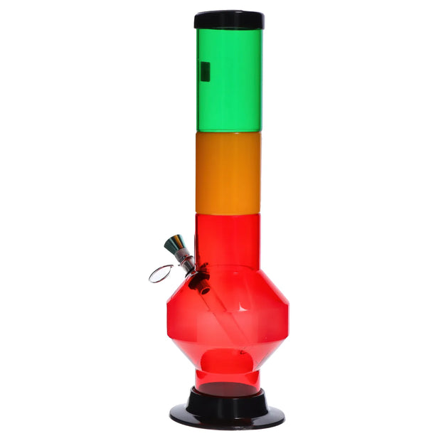 JM Plastics Rasta Geometric with Pull Slide Acrylic Water Pipe