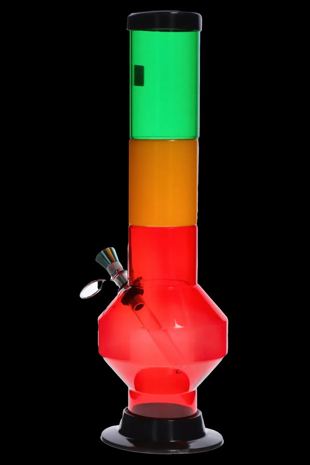 JM Plastics Rasta Geometric with Pull Slide Acrylic Water Pipe