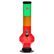 JM Plastics Rasta Geometric with Pull Slide Acrylic Water Pipe