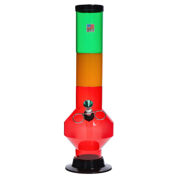 JM Plastics Rasta Geometric with Pull Slide Acrylic Water Pipe