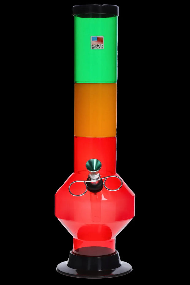JM Plastics Rasta Geometric with Pull Slide Acrylic Water Pipe