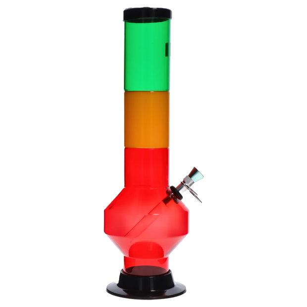 JM Plastics Rasta Geometric with Pull Slide Acrylic Water Pipe