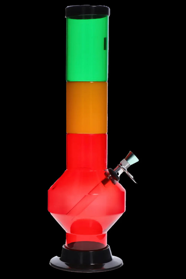 JM Plastics Rasta Geometric with Pull Slide Acrylic Water Pipe