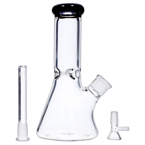 Beaker with Colour Mouthpiece & Ice Pinch Water Pipe - Black - 10 in.