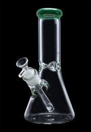 Beaker with Colour Mouthpiece & Ice Pinch Water Pipe  - Green - 10 in.