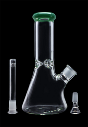 Beaker with Colour Mouthpiece & Ice Pinch Water Pipe  - Green - 10 in.