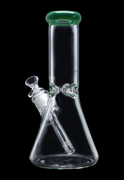 Beaker with Colour Mouthpiece & Ice Pinch Water Pipe  - Green - 10 in.