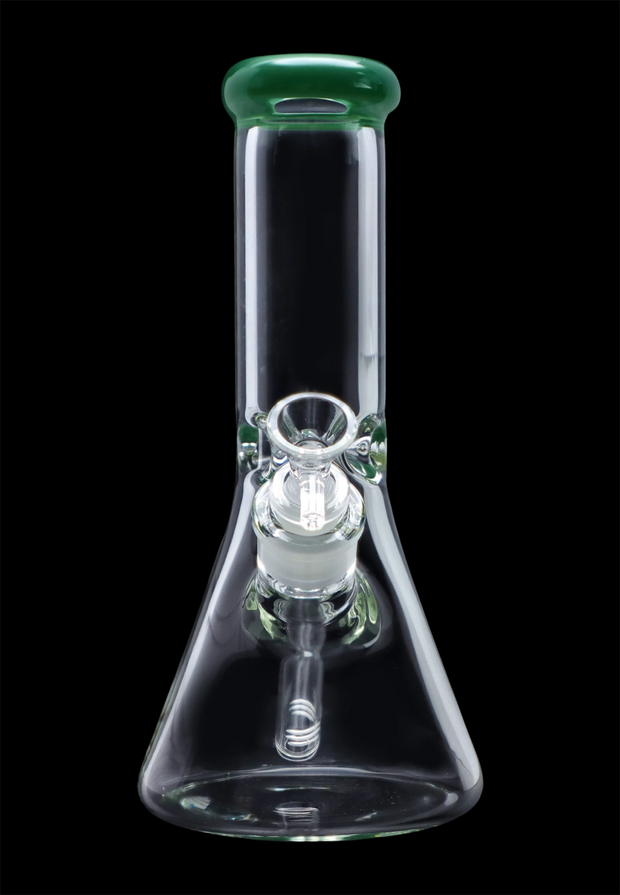 Beaker with Colour Mouthpiece & Ice Pinch Water Pipe  - Green - 10 in.