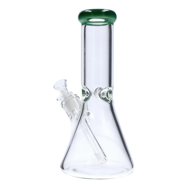 Beaker with Colour Mouthpiece & Ice Pinch Water Pipe  - Green - 10 in.