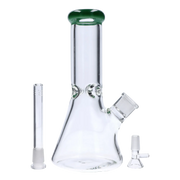 Beaker with Colour Mouthpiece & Ice Pinch Water Pipe  - Green - 10 in.