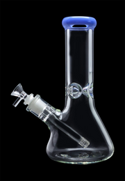 Beaker with Colour Mouthpiece & Ice Pinch Water Pipe - Blue Jade - 10 in.