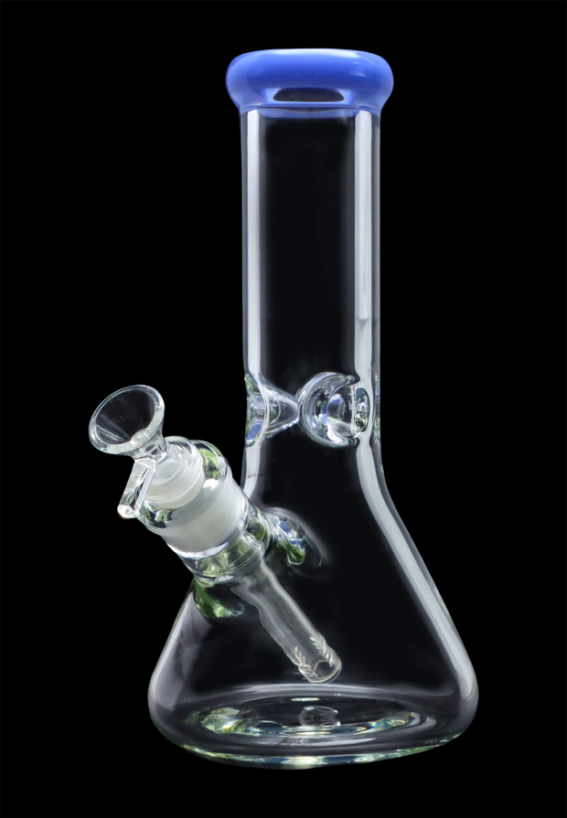 Beaker with Colour Mouthpiece & Ice Pinch Water Pipe - Blue Jade - 10 in.