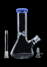 Beaker with Colour Mouthpiece & Ice Pinch Water Pipe - Blue Jade - 10 in.
