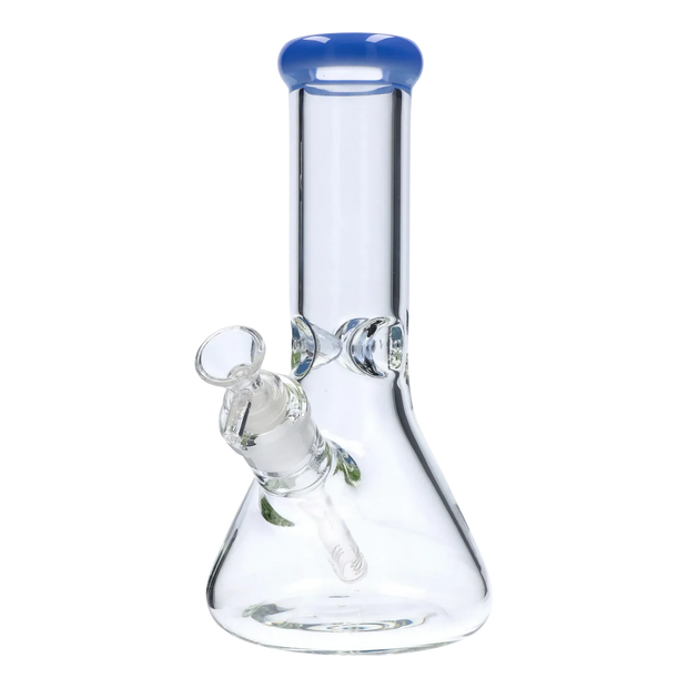 Beaker with Colour Mouthpiece & Ice Pinch Water Pipe - Blue Jade - 10 in.