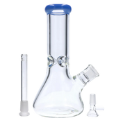 Beaker with Colour Mouthpiece & Ice Pinch Water Pipe - Blue Jade - 10 in.