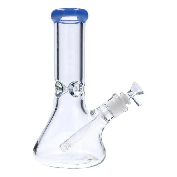 Beaker with Colour Mouthpiece & Ice Pinch Water Pipe - Blue Jade - 10 in.