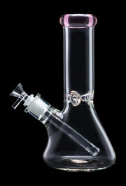 Beaker with Colour Mouthpiece & Ice Pinch Water Pipe  - Pink - 10 in.
