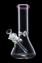 Beaker with Colour Mouthpiece & Ice Pinch Water Pipe  - Pink - 10 in.