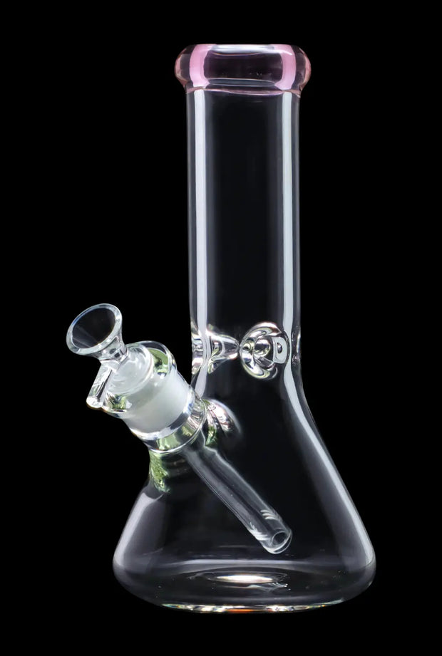 Beaker with Colour Mouthpiece & Ice Pinch Water Pipe  - Pink - 10 in.