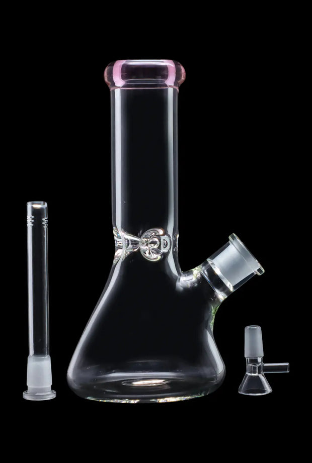 Beaker with Colour Mouthpiece & Ice Pinch Water Pipe  - Pink - 10 in.