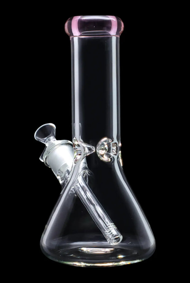 Beaker with Colour Mouthpiece & Ice Pinch Water Pipe  - Pink - 10 in.
