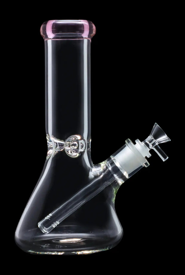 Beaker with Colour Mouthpiece & Ice Pinch Water Pipe  - Pink - 10 in.