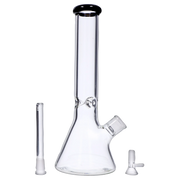 Beaker with Colour Mouthpiece & Ice Pinch Water Pipe  - Black - 14 in.