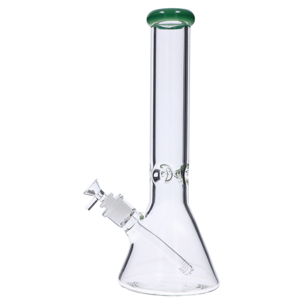 Beaker with Colour Mouthpiece & Ice Pinch Water Pipe  - Green - 14 in.