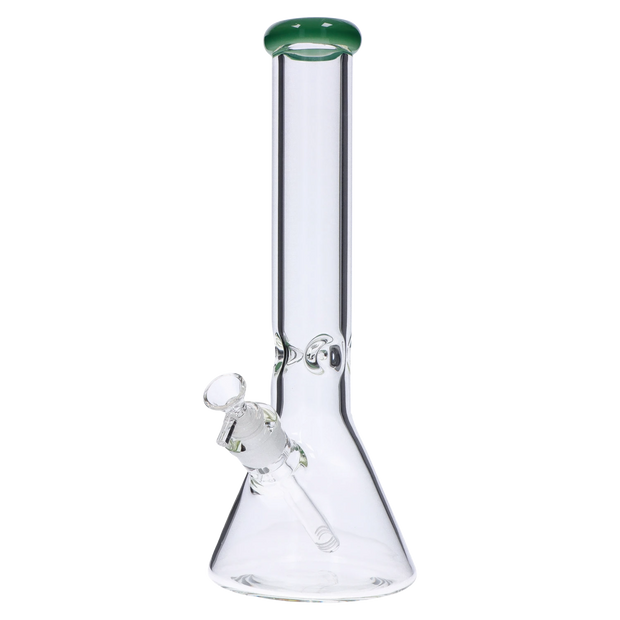 Beaker with Colour Mouthpiece & Ice Pinch Water Pipe  - Green - 14 in.