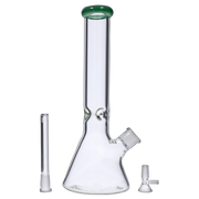 Beaker with Colour Mouthpiece & Ice Pinch Water Pipe  - Green - 14 in.