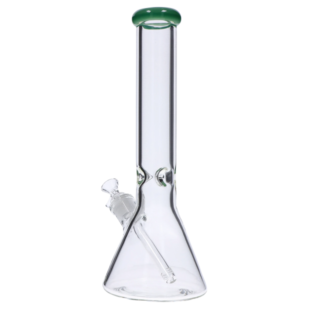 Beaker with Colour Mouthpiece & Ice Pinch Water Pipe  - Green - 14 in.