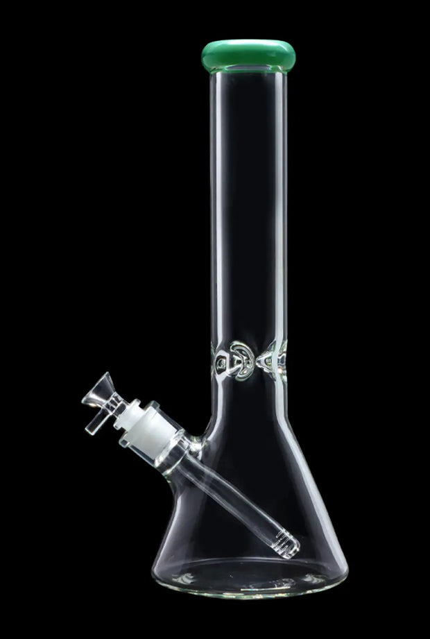 Beaker with Colour Mouthpiece & Ice Pinch Water Pipe  - Green - 14 in.
