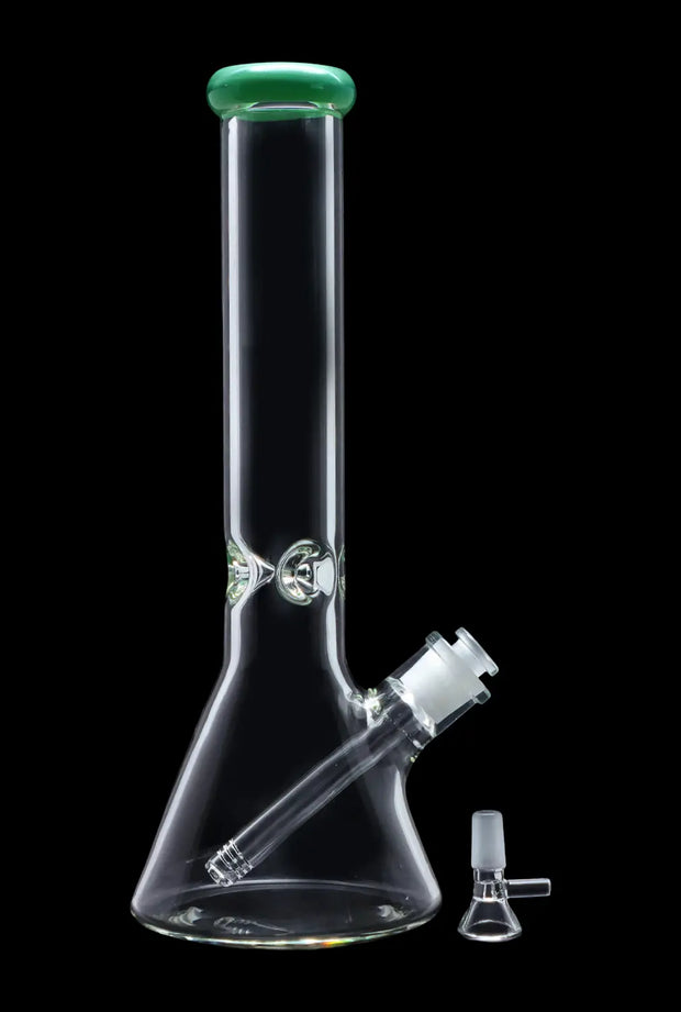 Beaker with Colour Mouthpiece & Ice Pinch Water Pipe  - Green - 14 in.