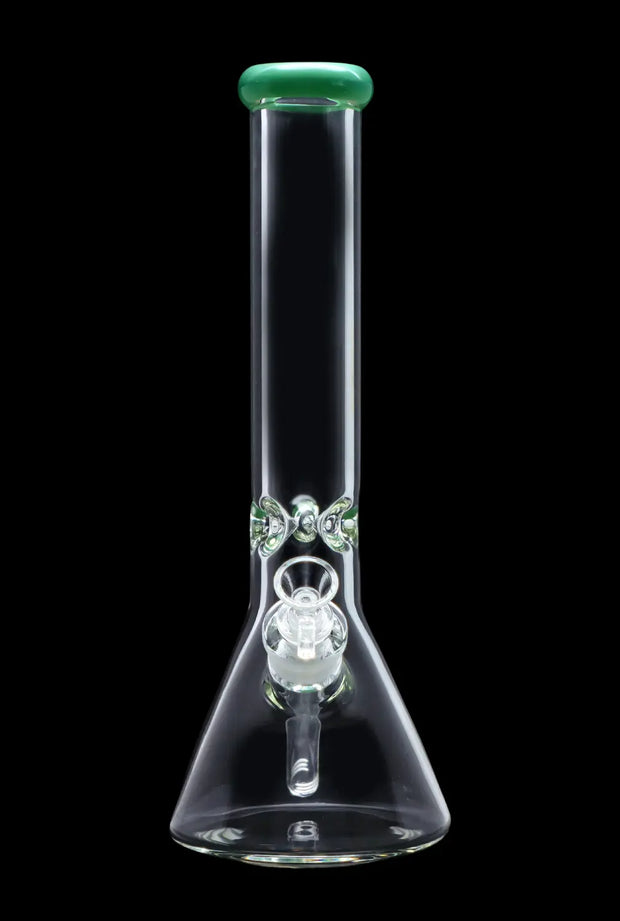 Beaker with Colour Mouthpiece & Ice Pinch Water Pipe  - Green - 14 in.