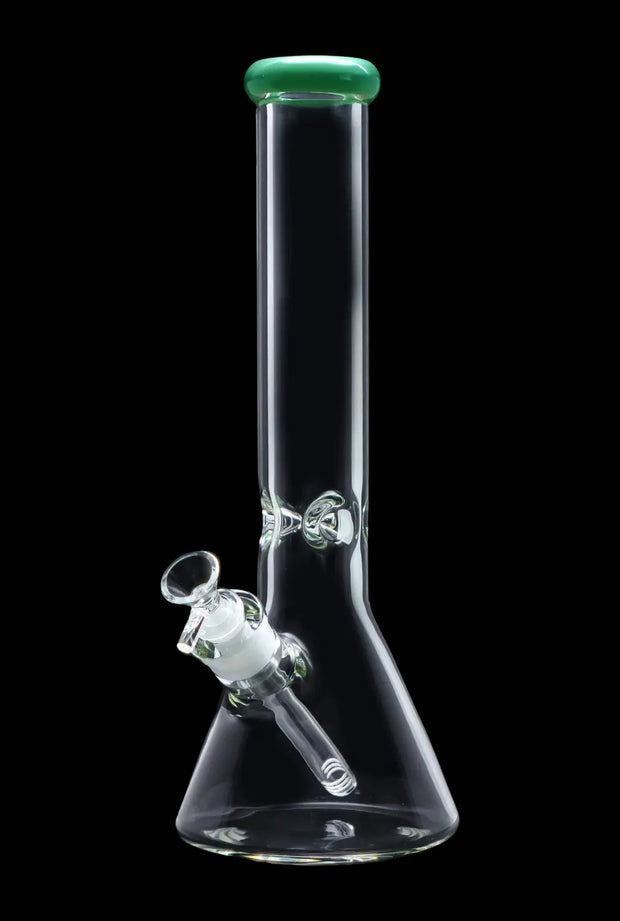 Beaker with Colour Mouthpiece & Ice Pinch Water Pipe  - Green - 14 in.
