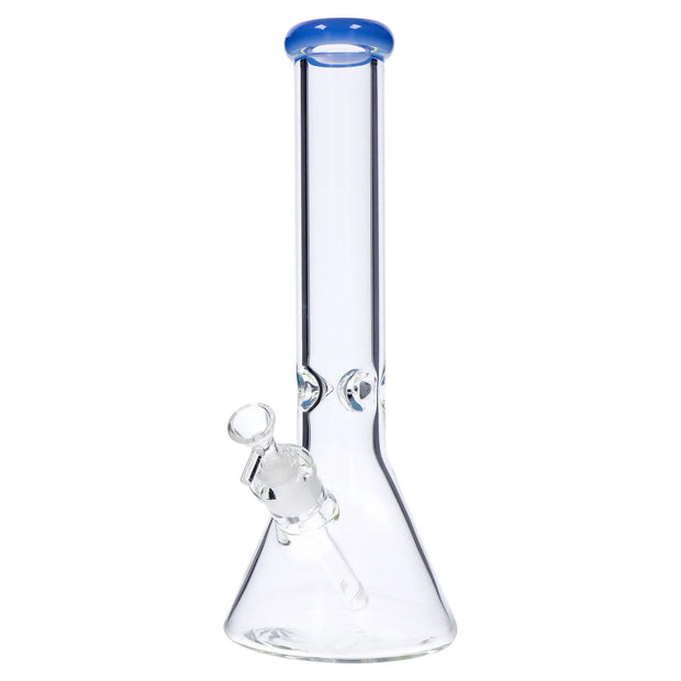 Beaker with Colour Mouthpiece & Ice Pinch Water Pipe  - Blue Jade - 14 in.