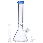 Beaker with Colour Mouthpiece & Ice Pinch Water Pipe  - Blue Jade - 14 in.