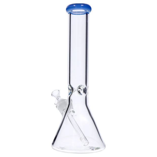 Beaker with Colour Mouthpiece & Ice Pinch Water Pipe  - Blue Jade - 14 in.