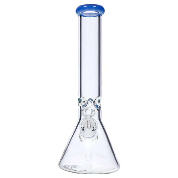 Beaker with Colour Mouthpiece & Ice Pinch Water Pipe  - Blue Jade - 14 in.