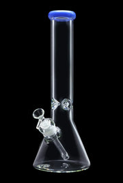 Beaker with Colour Mouthpiece & Ice Pinch Water Pipe  - Blue Jade - 14 in.